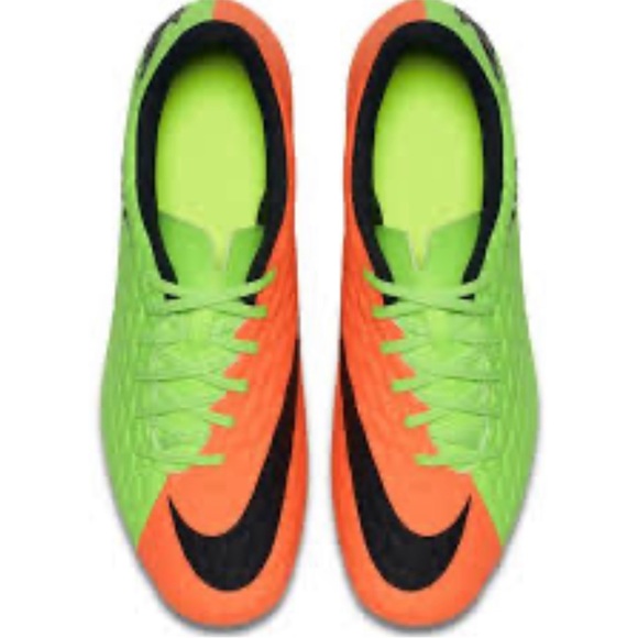 Nike Hypervenom Phade III FG Green and Orange Football Shoes - Picture 1 of 4